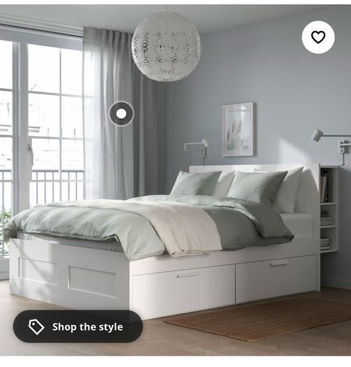 IKEA Brimnes Double Bed Frame with Headboard and Storage