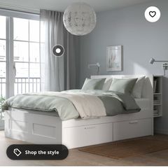 IKEA Brimnes Double Bed Frame with Headboard and Storage