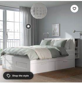 IKEA Brimnes Double Bed Frame with Headboard and Storage