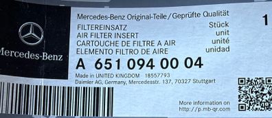 Mercedes Air and Fuel Filter 651 Engine