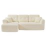 Modular Corner Sofa with Chaise Longue  Creamy White Corduroy Image 2