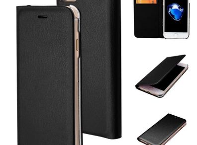 Black Flip Case For iPhone SE 2022, SE 2020, Protective Book Case Cover Wallet
