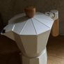 White Moka Pot Coffee Maker with Wooden Handle Image 7