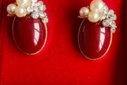 Brand new Pearl &amp; Stone Stud Earrings