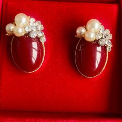 Brand new Pearl & Stone Stud Earrings