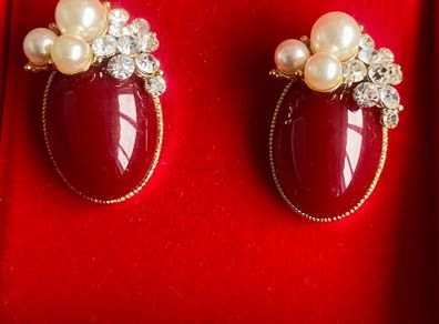 Brand new Pearl & Stone Stud Earrings