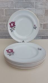 Beautiful Set of Six Large Dinner Plates by Arklow Pottery in the Very Popular and Collectable "Autumn Rose" Pattern