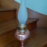 Antique French copper base oil lamp works Image 4