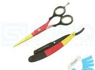main image for ad Hairdressing Barber Shear 5.5" Cut Throat Razor Wet Shaving Razor Knife Incl.10 Half Blades