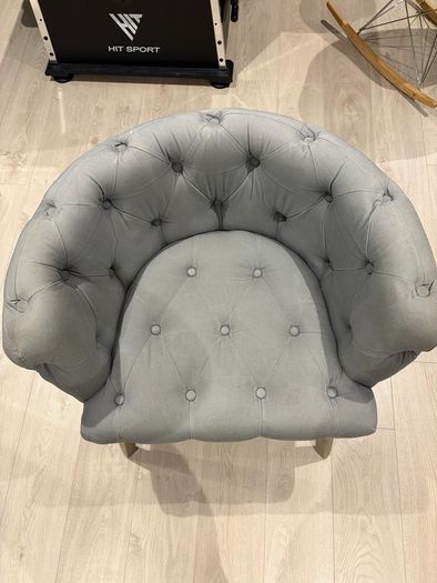 Grey Button-Tufted Accent Chair