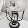 Duiske Hand Cut Blue Glass Pedestal Dish Retro Irish Cut Glass Bowl / Vase 7" Collectable. Image 5