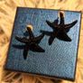Small Shiny Earrings with Black Starfish Motif Elegant Minimal Style Image 10