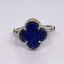 Lapis Lazuli Clover Leaf Ring in Platinum Overlay Sterling Silver 6.18 Ct. Image 6