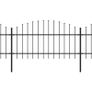 Garden Fence with Spear Top Steel (1-1.25)x6.8 m Black Image 2