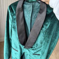 Green velvet suit jacket