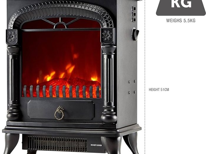 SALE Electric Fireplace Stove Heater with Log Wood Burner Effect - with Fire Flame Effect, Arch Design, Freestanding Portable, Wood Burning LED Light - 1750-1950 watts