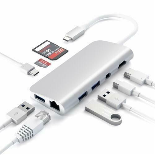 Satechi USB-C Multimedia Adapter 4K Ethernet Display-Port - Silver (High Quality)