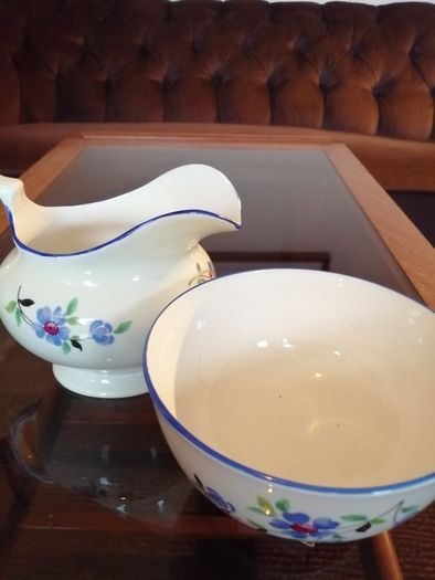 Tuscan China by Plant Hand Painted Floral Sugar Bowl and Milk Jug Set