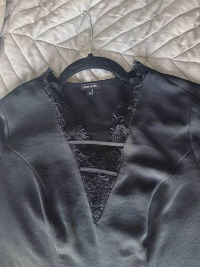 River Island Black Mini Lace Skater dress