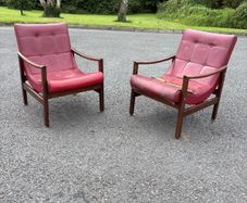 Retro Vintage Crannac style scoup armchairs x2  c1960
