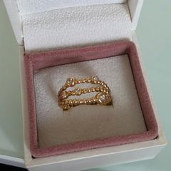 Pandora precious memory diamond ring 14ct yellow gold (g585) size (54) weight (4.58g)