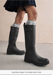 Next Silver Sequin Welly Socks