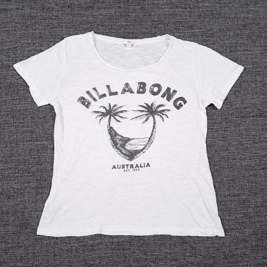 Billabong White Australia Palm Tree Graphic Slub Cotton T-Shirt Top 8UK/36EU