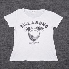 Billabong White Australia Palm Tree Graphic Slub Cotton T-Shirt Top 8UK/36EU