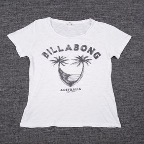 Billabong White Australia Palm Tree Graphic Slub Cotton T-Shirt Top 8UK/36EU