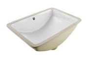 Undermount Bathroom Sink, 530 x 375 mm Rectangular White Ceramic Vessel Sink with Overflow Hole, Under Counter Drop in Modern Lavatory Vanity Bath Wash Bowl Basin, Rectangle for Small Space