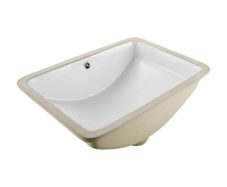 Undermount Bathroom Sink, 530 x 375 mm Rectangular White Ceramic Vessel Sink with Overflow Hole, Under Counter Drop in Modern Lavatory Vanity Bath Wash Bowl Basin, Rectangle for Small Space