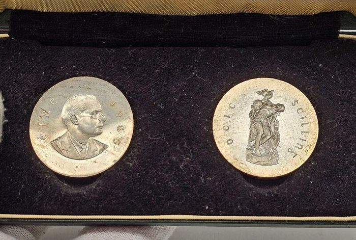Ireland Silver Proof 1966 10 Shillings Double Set Rare in Original Holder