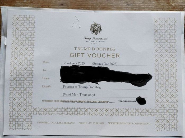4-Ball Golf Voucher  Doonbeg Trump International
