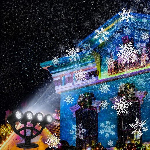 Outdoor Snowflake Projector Lights 4 Head IP44 Waterproof