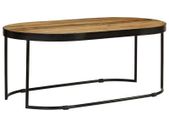 Coffee Table Oval Solid Rough Mango Wood and Steel 100 cm