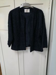Jacques Vert Navy Lace Jacket Size UK 14
