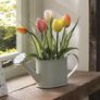 Artificial Flowers in Metal Watering Can Image 2