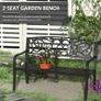 2 Seater Metal Garden Bench Patio Outdoor Park Porch Chair Image 5