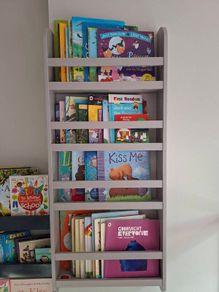 Kids grey book shelf case