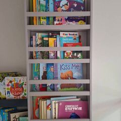 Kids grey book shelf case