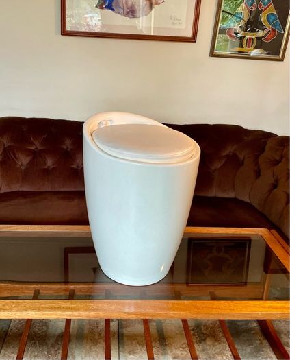 Wenko Rare Y2K Storage Stool Seat with White Faux Leather Lid