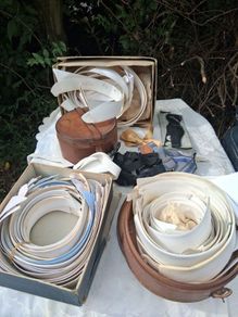 Early 20th Century Bundle of Shirt Collars,Bow Ties,Leather boxes Etc