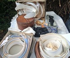 Early 20th Century Bundle of Shirt Collars,Bow Ties,Leather boxes Etc