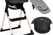 Mash High Chair Bundle by Baby Elegance | Includes Newborn Seat (0-6 Months), Toddler Seat (6+ Months) &amp; Black Cushion | Adjustable Black High Chair for Babies &amp; Toddlers