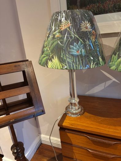 2 Table Lamps with brand new lamp shades ( &K Amsterdam ) and Free IKEA DYTAG green throw