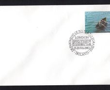 1983 Ireland Stampex London 15-20th February Exhibition Cachet tying 22p Galway Hooker Commemorative Stamp on Plain Cover