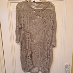 Crocheted cobweb style long jumper