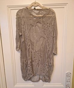 Crocheted cobweb style long jumper