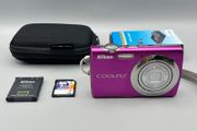Nikon Coolpix S220 10MP Digital Camera Pink - Nr Mint - Full Kit