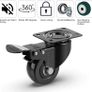 Heavy Duty Castor Wheels with 4 Brakes + Screws - 50mm - 200 kg Load - Set of 4 - No Floor Marks Silent Caster for Moving Furniture - Rubbered Swivel Trolley Wheels - Black Castors Image 4